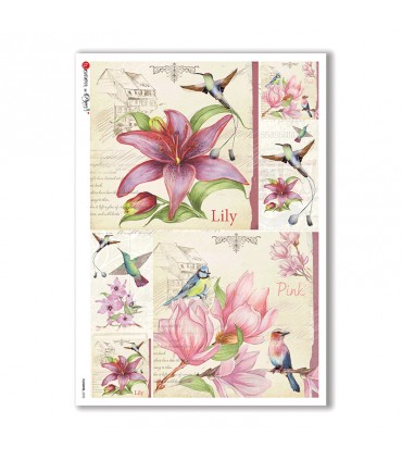 FLOWERS-0232. Carta di riso fiori per decoupage.