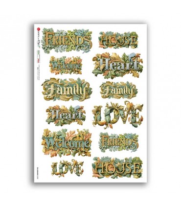 CALLIGRAPHY-0008. Carta di riso calligrafia per decoupage.