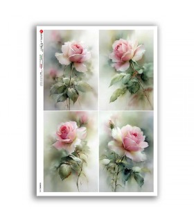 FLOWERS-0456. Papel de Arroz flores para decoupage.