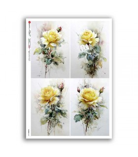 FLOWERS-0459. Papel de Arroz flores para decoupage.