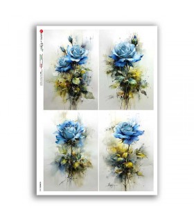 FLOWERS-0465. Papel de Arroz flores para decoupage.