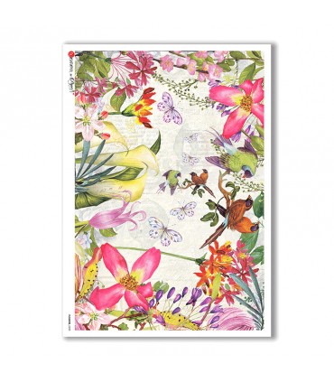 FLOWERS-0235. Carta di riso fiori per decoupage.