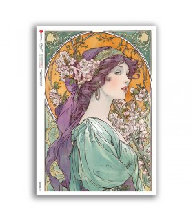 NOUVEAU-0077. Carta di riso art nouveau per decoupage.