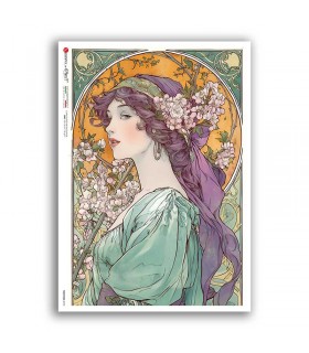 NOUVEAU-0078. Carta di riso art nouveau per decoupage.