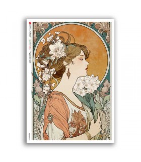 NOUVEAU-0079. Carta di riso art nouveau per decoupage.