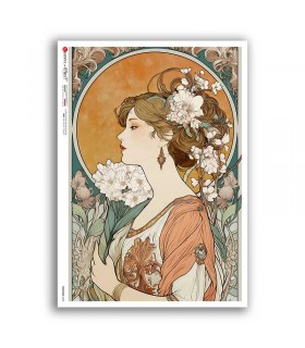 NOUVEAU-0081. Carta di riso art nouveau per decoupage.
