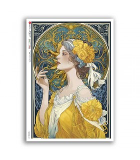 NOUVEAU-0083. Carta di riso art nouveau per decoupage.