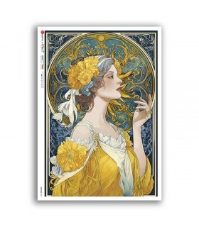 NOUVEAU-0084. Carta di riso art nouveau per decoupage.