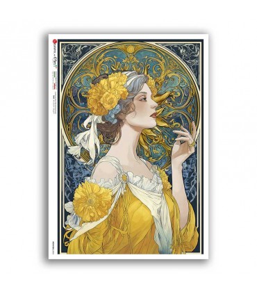 NOUVEAU-0084. Papel de Arroz art nouveau para decoupage.