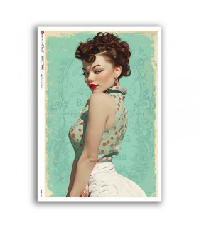 PINUP-0057. Carta di riso pin-up per decoupage.