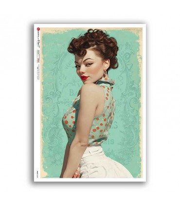 PINUP-0057. Carta di riso pin-up per decoupage.