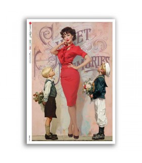 PINUP-0059. Carta di riso pin-up per decoupage.