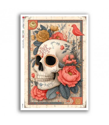 SKULL-0057. Skull Rice Paper for decoupage.