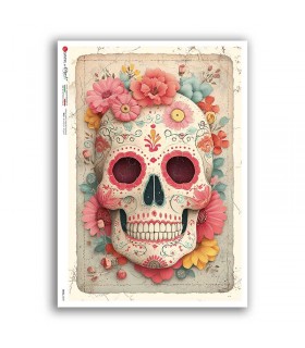 SKULL-0059. Carta di riso teschi per decoupage.