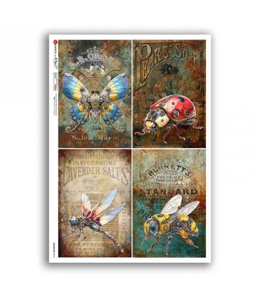 STEAMPUNK-0013. Carta di riso punk per decoupage.