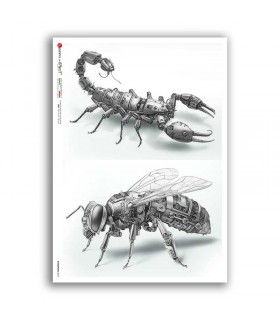 STEAMPUNK-0016. Carta di riso punk per decoupage.