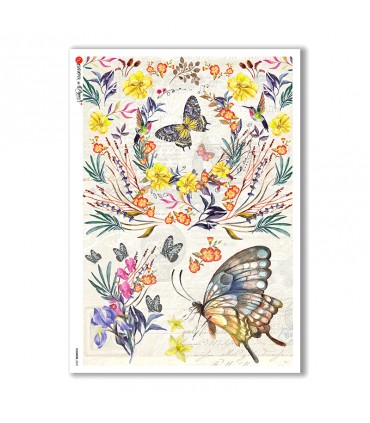 FLOWERS-0241. Carta di riso fiori per decoupage.