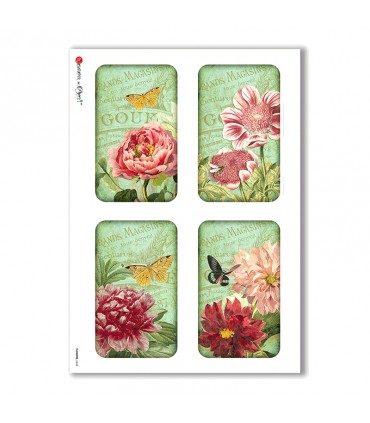 FLOWERS-0242. Papel de Arroz victoriano flores para decoupage.