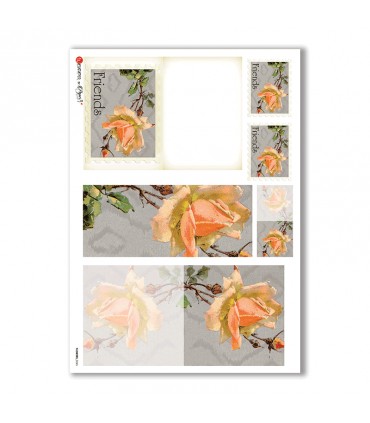 FLOWERS-0245. Carta di riso vittoriana fiori per decoupage.