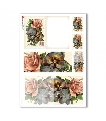 FLOWERS-0249. Victorian Rice Paper flowers for decoupage.