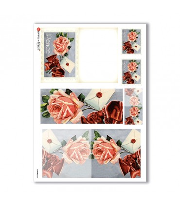 FLOWERS-0250. Victorian Rice Paper flowers for decoupage.