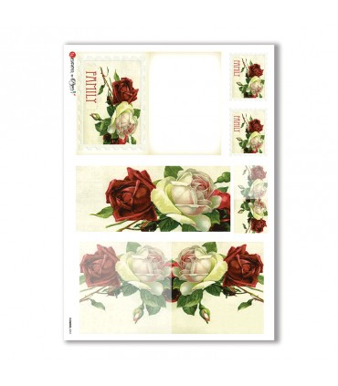 FLOWERS-0251. Carta di riso vittoriana fiori per decoupage.