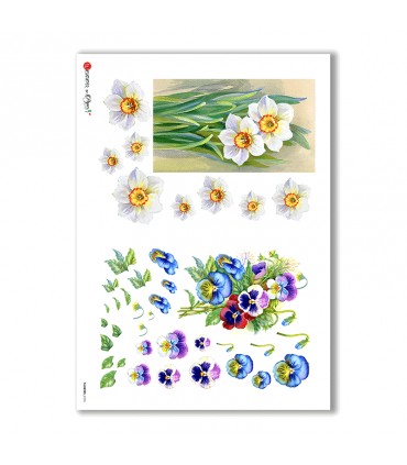 FLOWERS-0255. Carta di riso fiori per decoupage.