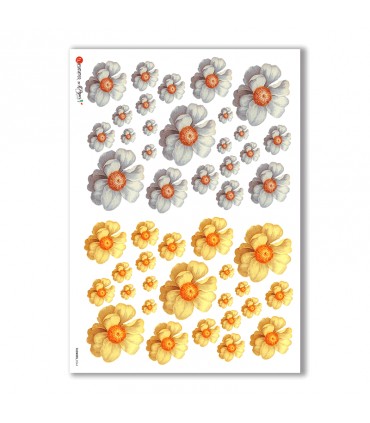 FLOWERS-0264. Carta di riso fiori per decoupage.