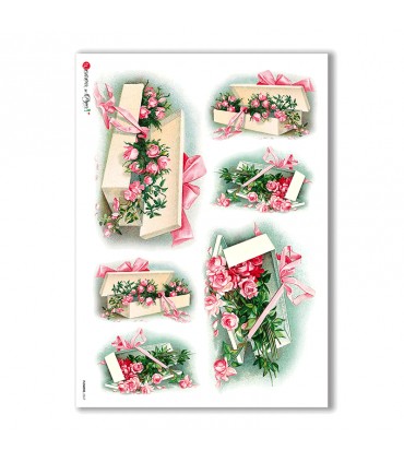 FLOWERS-0267. Victorian Rice Paper flowers for decoupage.