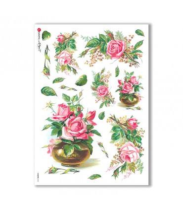 FLOWERS-0269. Victorian Rice Paper flowers for decoupage.