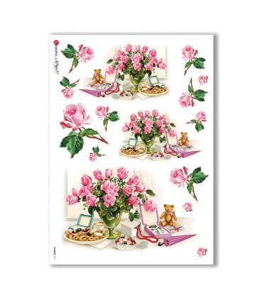 FLOWERS-0271. Victorian Rice Paper flowers for decoupage.