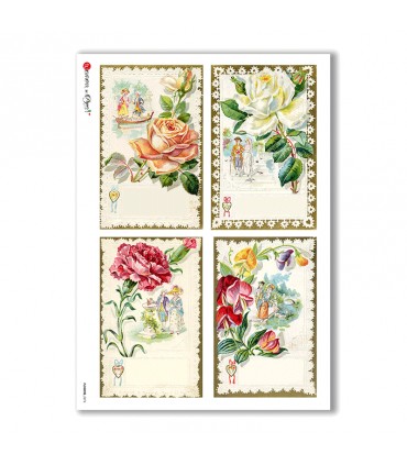 FLOWERS-0276. Victorian Rice Paper flowers for decoupage.