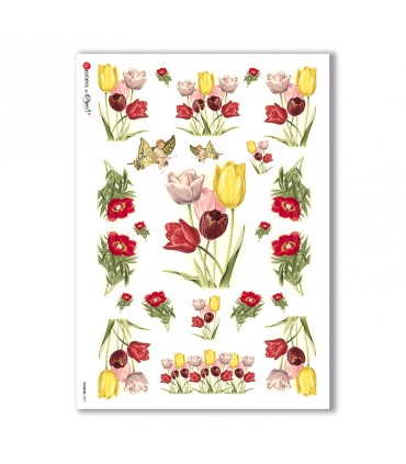 FLOWERS-0277. Papel de Arroz victoriano flores para decoupage.