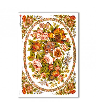 FLOWERS-0280. Carta di riso vittoriana fiori per decoupage.
