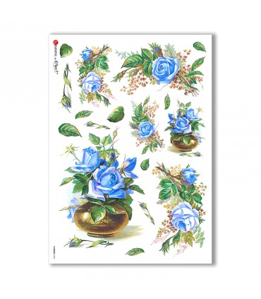 FLOWERS-0284. Victorian Rice Paper flowers for decoupage.