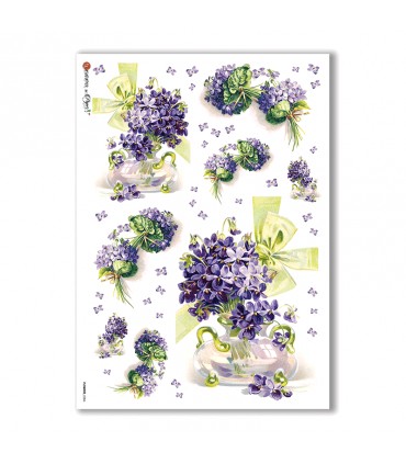 FLOWERS-0286. Papel de Arroz victoriano flores para decoupage.