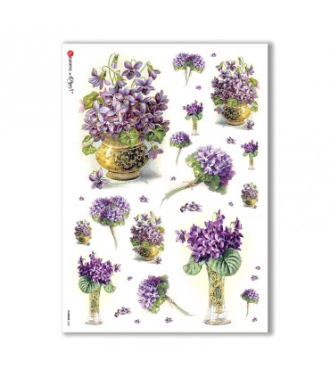 FLOWERS-0287. Papel de Arroz victoriano flores para decoupage.