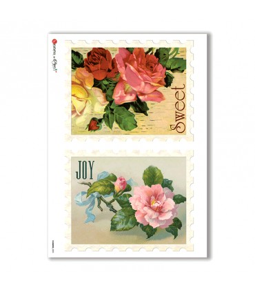 FLOWERS-0290. Victorian Rice Paper flowers for decoupage.