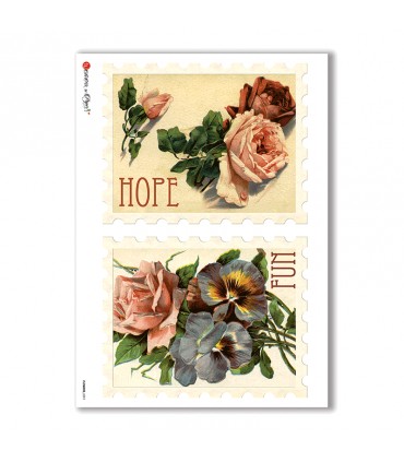 FLOWERS-0291. Carta di riso vittoriana fiori per decoupage.