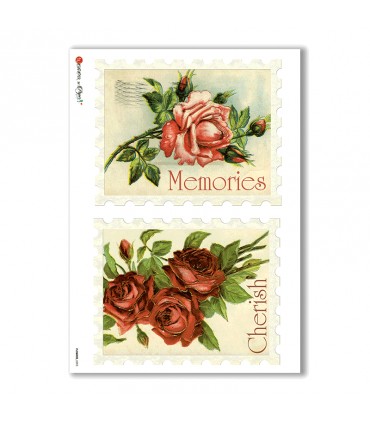 FLOWERS-0293. Carta di riso vittoriana fiori per decoupage.