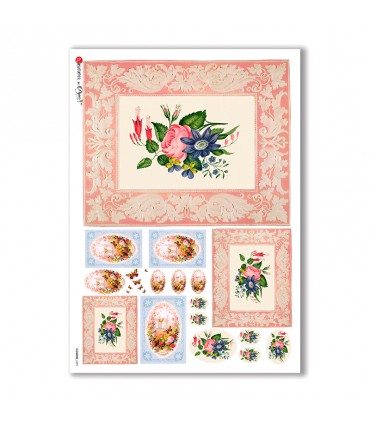 FLOWERS-0299. Victorian Rice Paper flowers for decoupage.