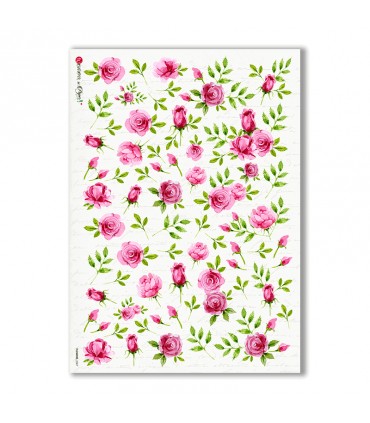 FLOWERS-0307. Carta di riso vittoriana fiori per decoupage.