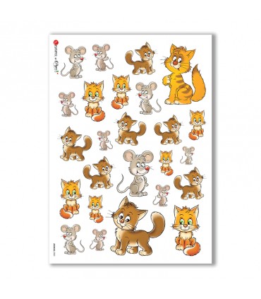 ANIMALS-0003. Carta di riso animali per decoupage.