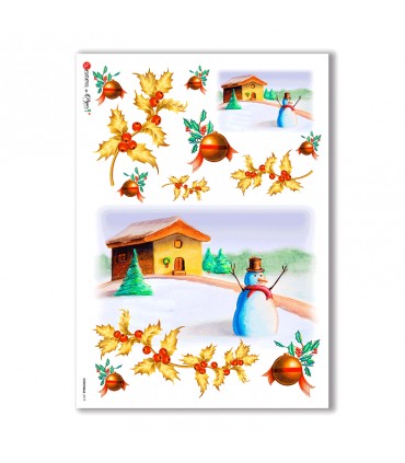 CHRISTMAS-0019. Carta di riso Natale per decoupage.