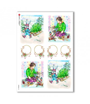 CHRISTMAS-0027. Carta di riso Natale per decoupage.