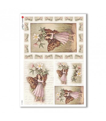 FAIRIES-0043. Carta di riso fate per decoupage.