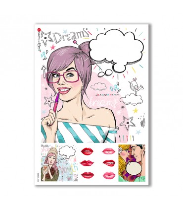 COMICS-0008. Papel de Arroz comics para decoupage.