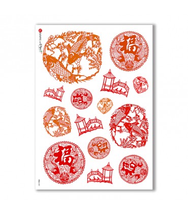 FOLK-0001. Carta di riso etnica per decoupage.