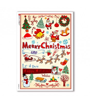 CHRISTMAS-0034. Christmas Rice Paper for decoupage.