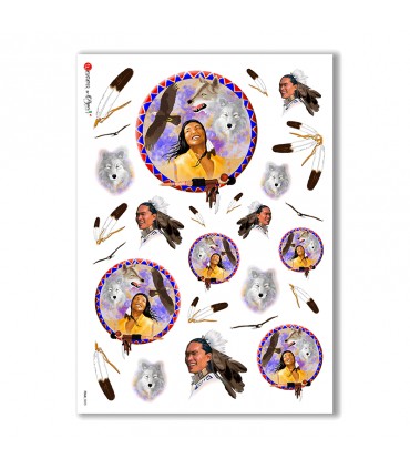 FOLK-0005. Carta di riso etniche per decoupage.